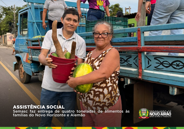 Semasc faz entrega de quatro toneladas de alimentos às famílias do Novo Horizonte e Alemão