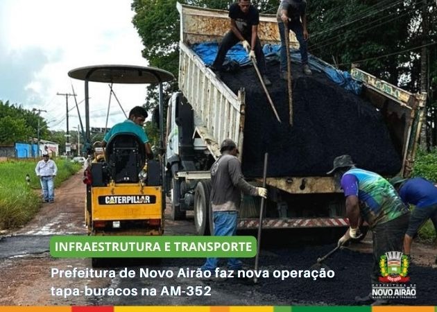 Prefeitura de Novo Airão faz nova operação tapa-buracos na AM-352