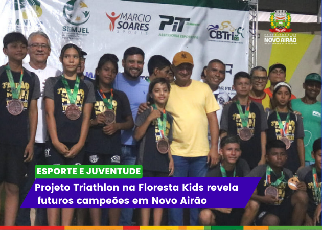 Projeto Triathlon na Floresta Kids revela futuros campeões em Novo Airão