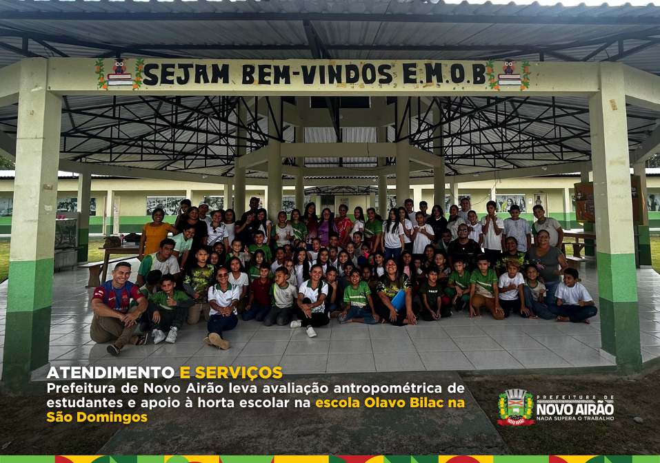 Prefeitura de Novo Airão leva avaliação antropométrica de estudantes e apoio à horta escolar na escola Olavo Bilac na São Domingos